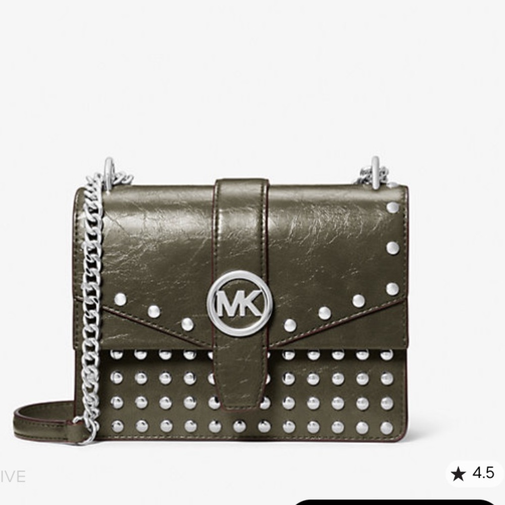 Michael Kors Greenwich Small Studded Distressed Crossbody Bag.
